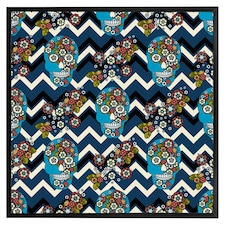 Embroidery colourful simplified ethnic skull blue pattern (Picutre Frame) Black | XS