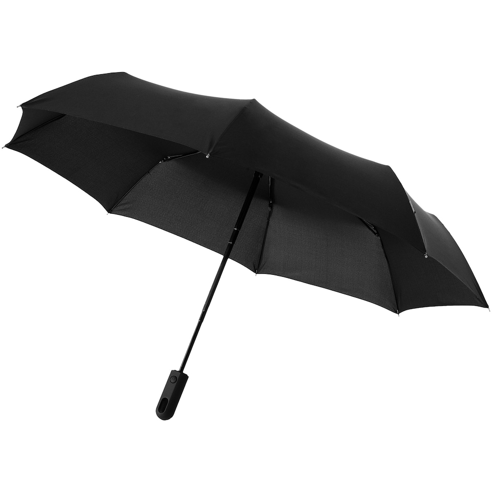 image 1 of Marksman 21.5 Inch Traveller 3-Section Auto Open & Close Umbrella - Solid Black - 30.8 x 98 cm