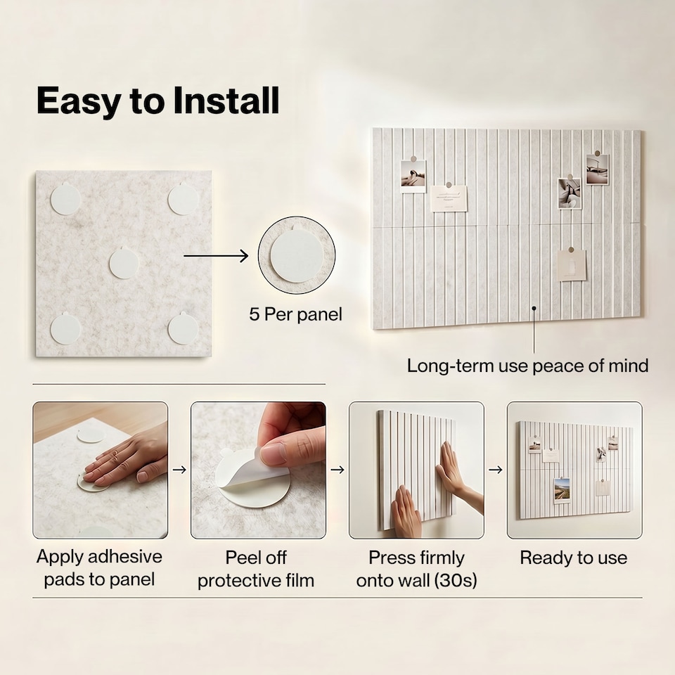 image 1 of Levede Felt Notice Board 12PCS Wall Tiles Pin Board Self Adhesive Beige 30x30cm