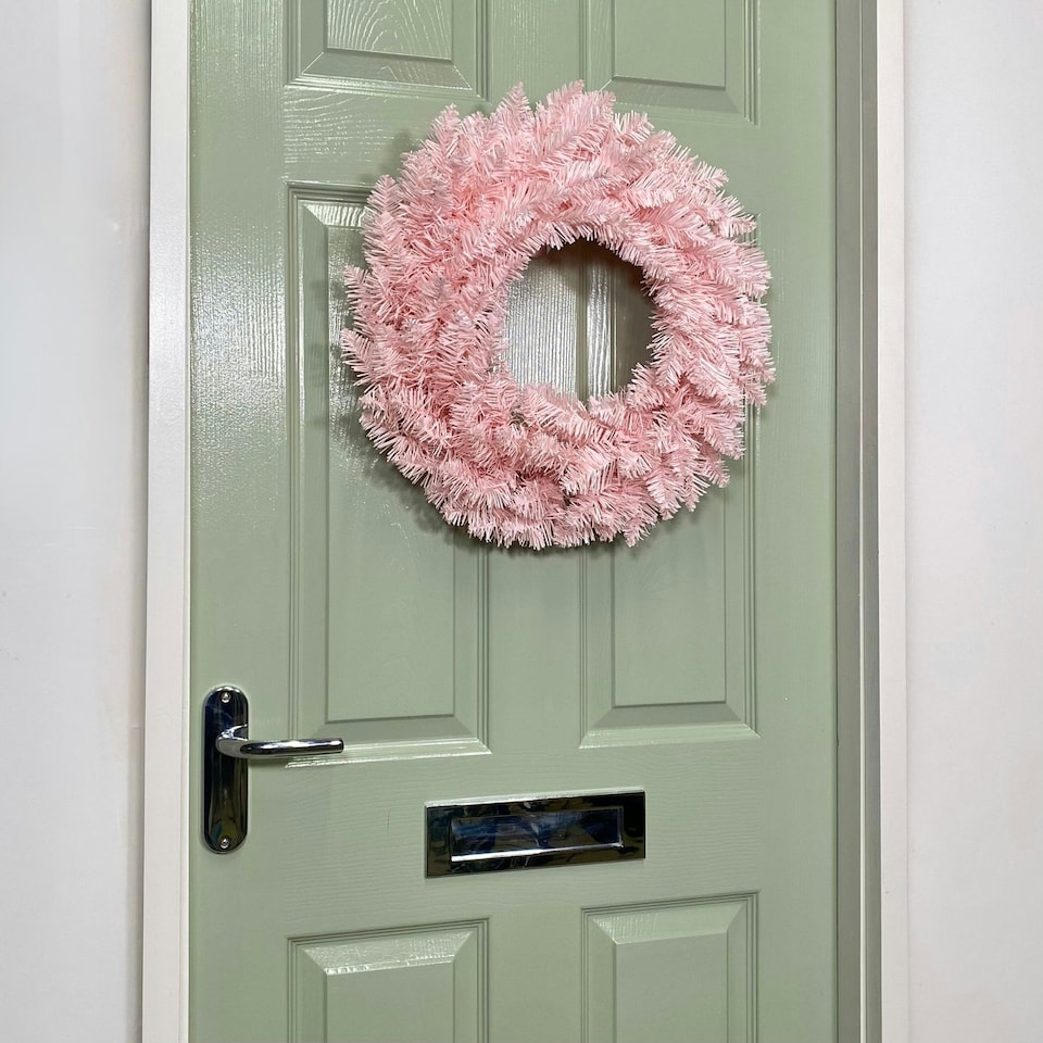 image 1 of 50cm Premier Rosewood Christmas Door Wreath in Pink