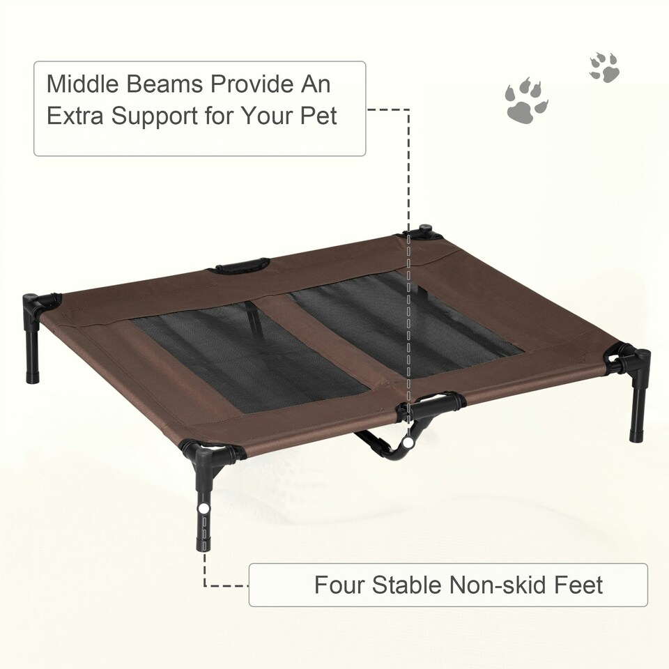 image 1 of PawHut Large Pet Cot Portable Dog Cat Sleep Bed Elevated Camping Outdoor Brown