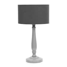 ValueLights Victoria Grey Wood Table Lamp Charcoal Shade | Grey | Charcoal