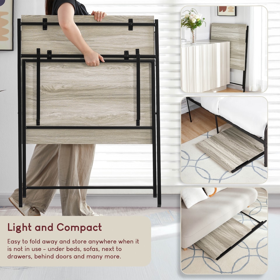 image 1 of Vida Designs Brooklyn Foldable Computer Desk Home Office Workstation, Grey