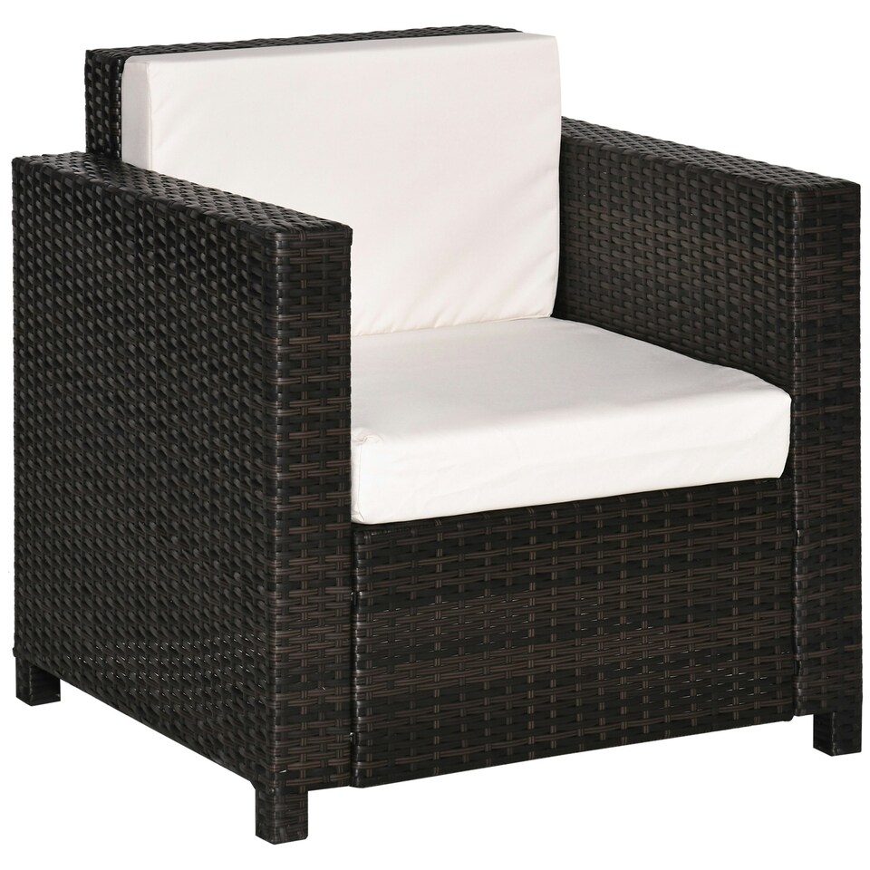 image 1 of Outsunny Garden Patio Rattan Wicker Furniture Single Cube Chair Sofa Outdoor Black