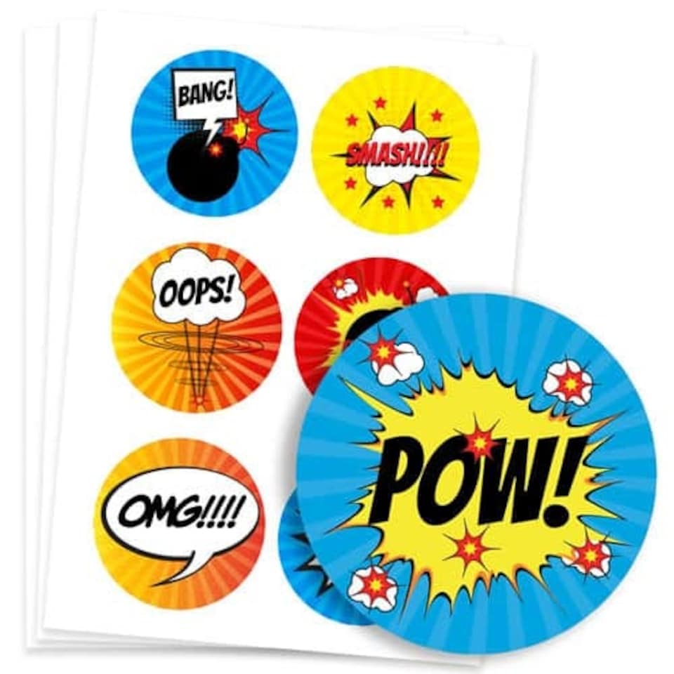 image 1 of Super Hero Round Stickers 88mm - Sheet of 6