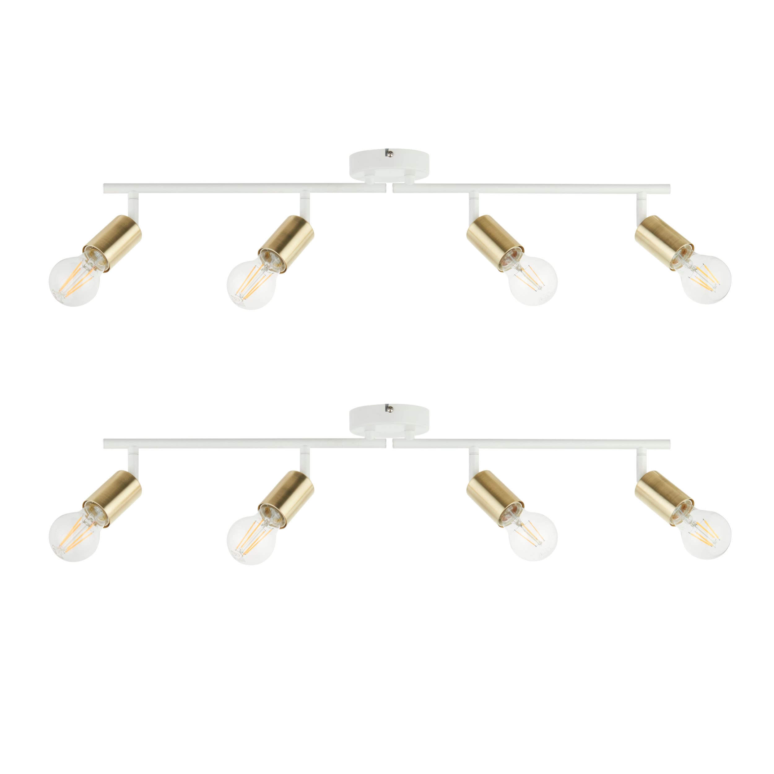 First Choice Lighting Set of 2 Journey - Matt White Gold 4 Way Adjustable Ceiling Spotlights