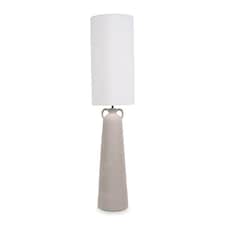 ValueLights Grayson Natural Cement Effect Ceramic Midi Floor Lamp with Cylinder Shade | Grey