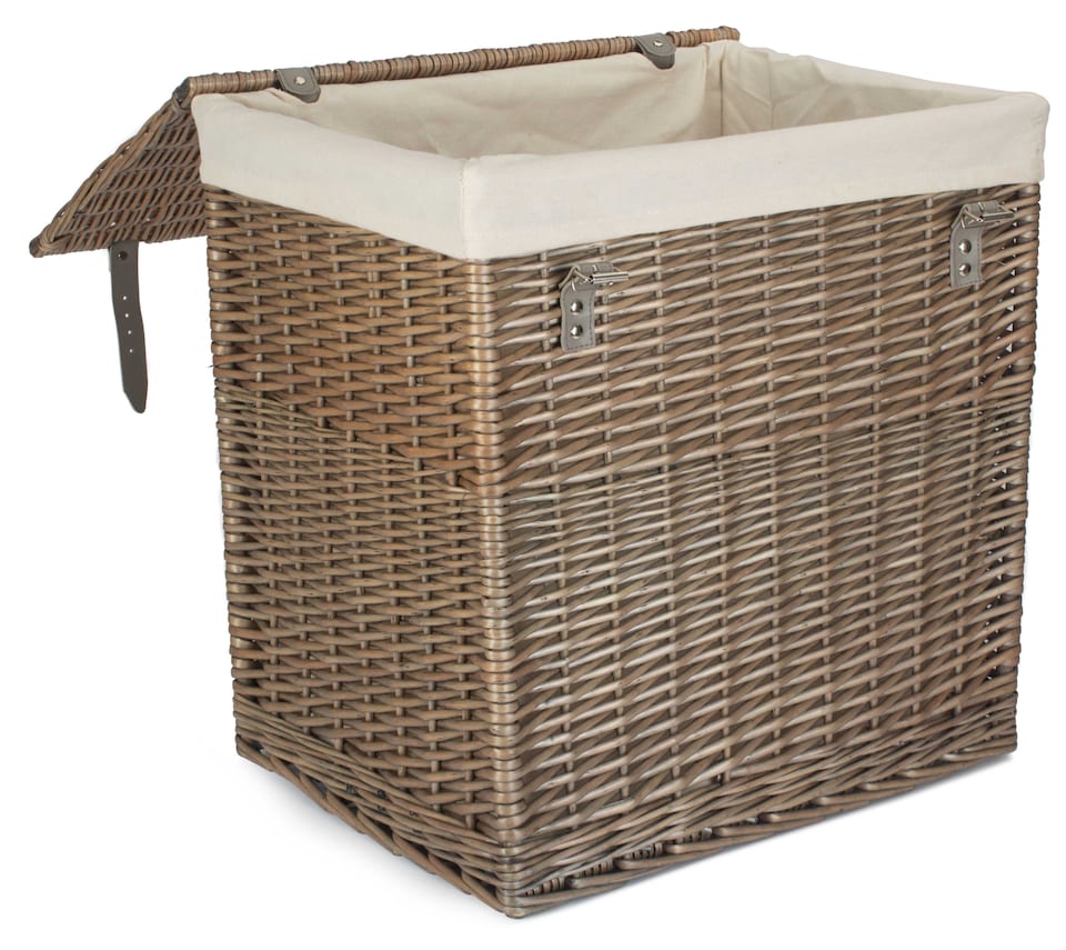 image 1 of Large Boutique Antique Wash Storage Laundry Basket With Lining | Grey | Grey