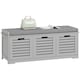 image 1 of HOMCOM Shoe Bench, Linen-look Shoe Storage Bench with 3 Drawers, Removable Seat Cushion and Slatted Doors for Hallway Entryway, Grey | Grey