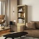 image 6 of HOMCOM 180cm Tall Bookshelf Free Standing Storage Shelf Unit with Storage Oak