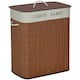 image 1 of HOMCOM 2 Section Collapsible Laundry Hamper Lid Removable Lining, Brown