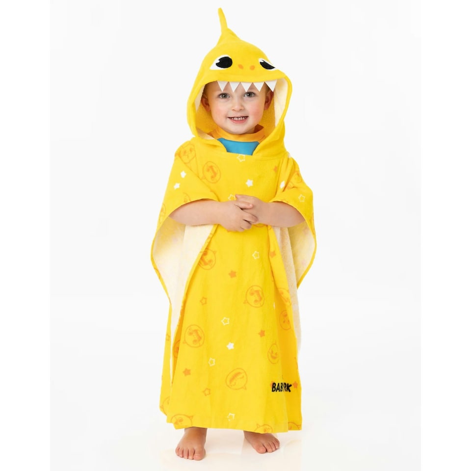 image 1 of Baby Shark Childrens/Kids Repeat Print Hooded Towel - Yellow/White - One Size