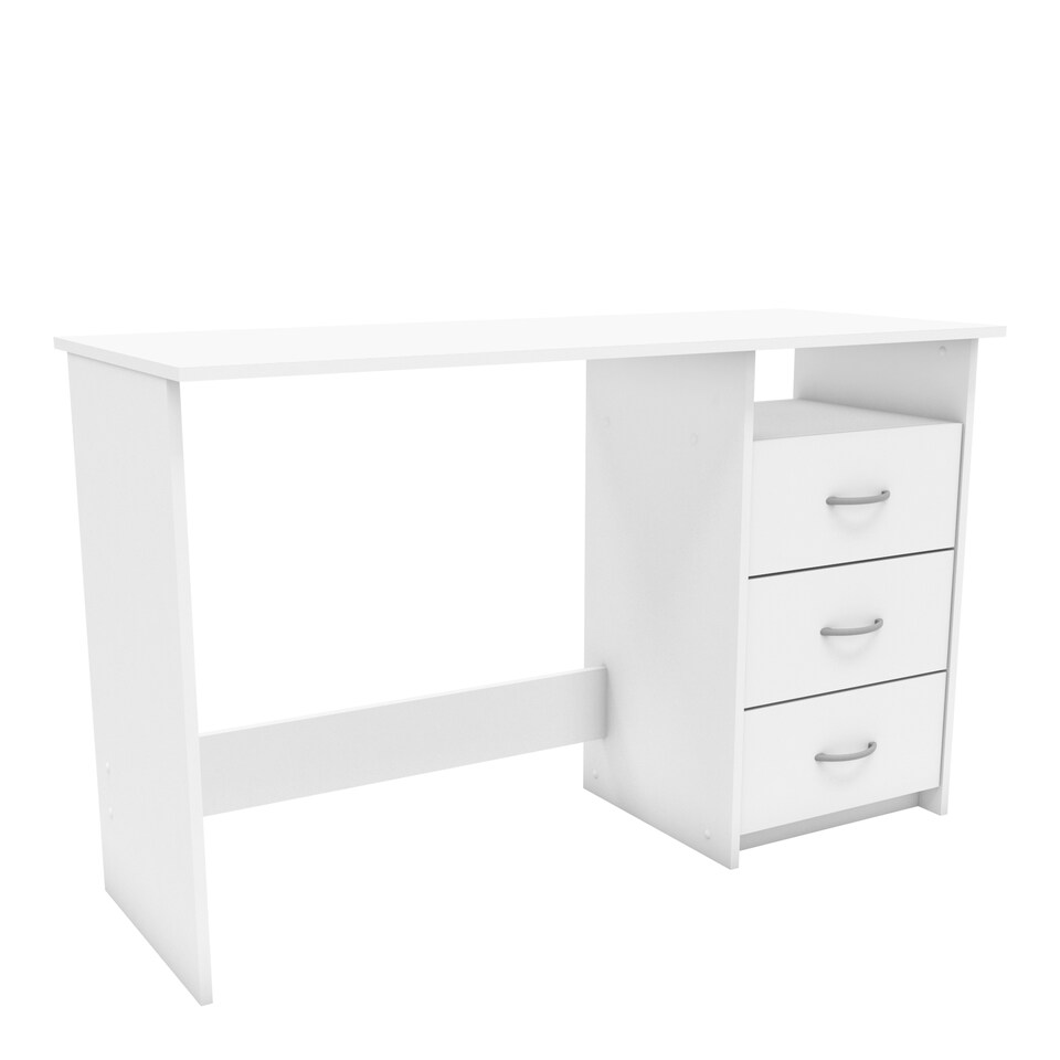 image 1 of FURNICOMP London 3 Drawer Matt White Corner Office Desk/Study Table