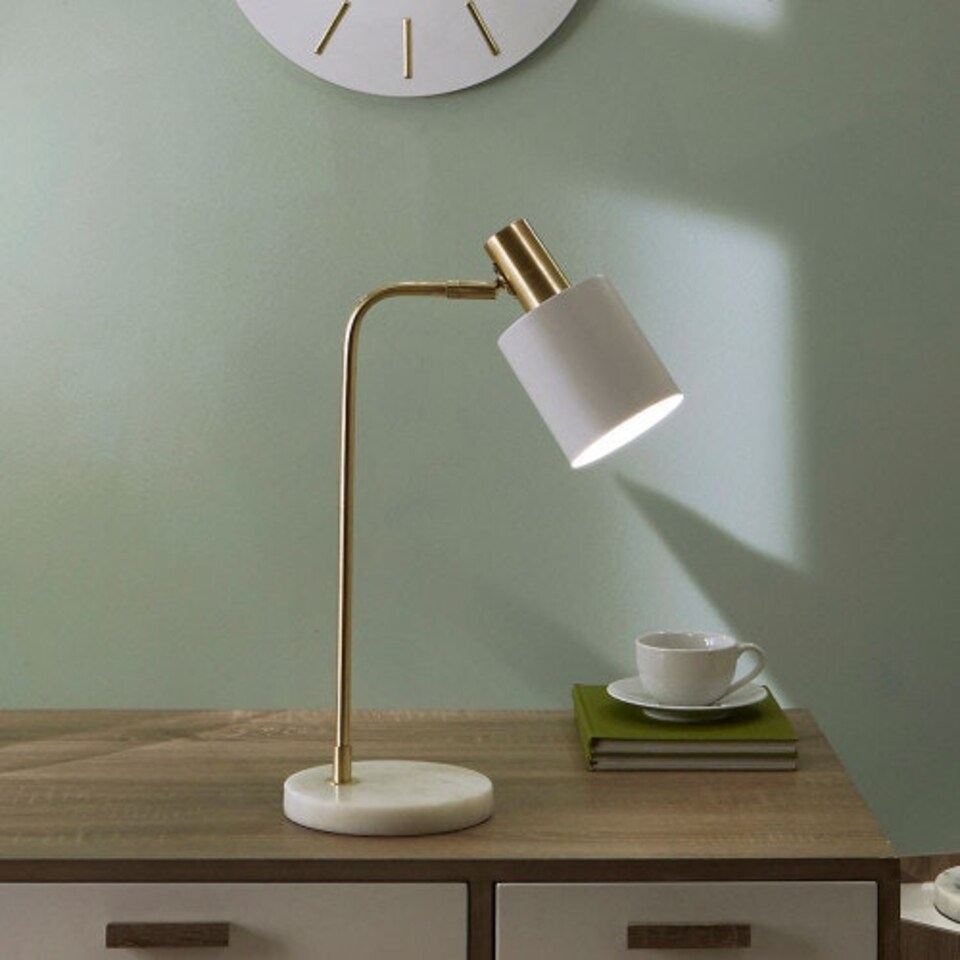 image 1 of White Marble and Gold Table Lamp For Living Room