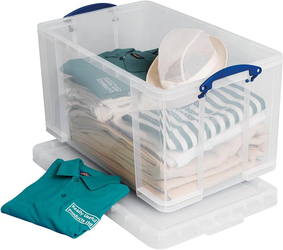 image 1 of Really Useful Box Plastic Storage 84 Litre Clear (Pack Of 2)