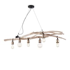 Driftwood 6 Light Pendant Bar Light Wood, E27