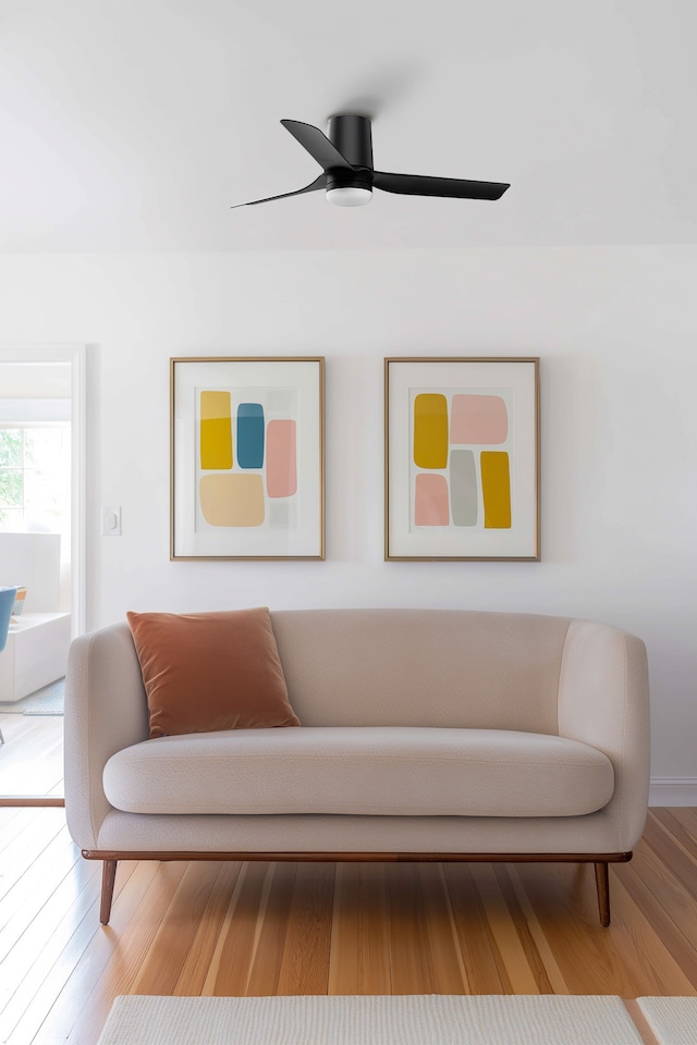 image 1 of Mini Punt Tub 90cm Smart LED Ceiling Fan White, Light Wood Blades