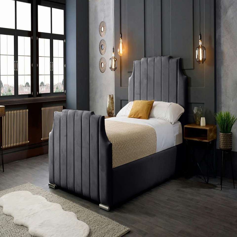 image 1 of Nelson Plush Steel Double Bed Frame - Steel