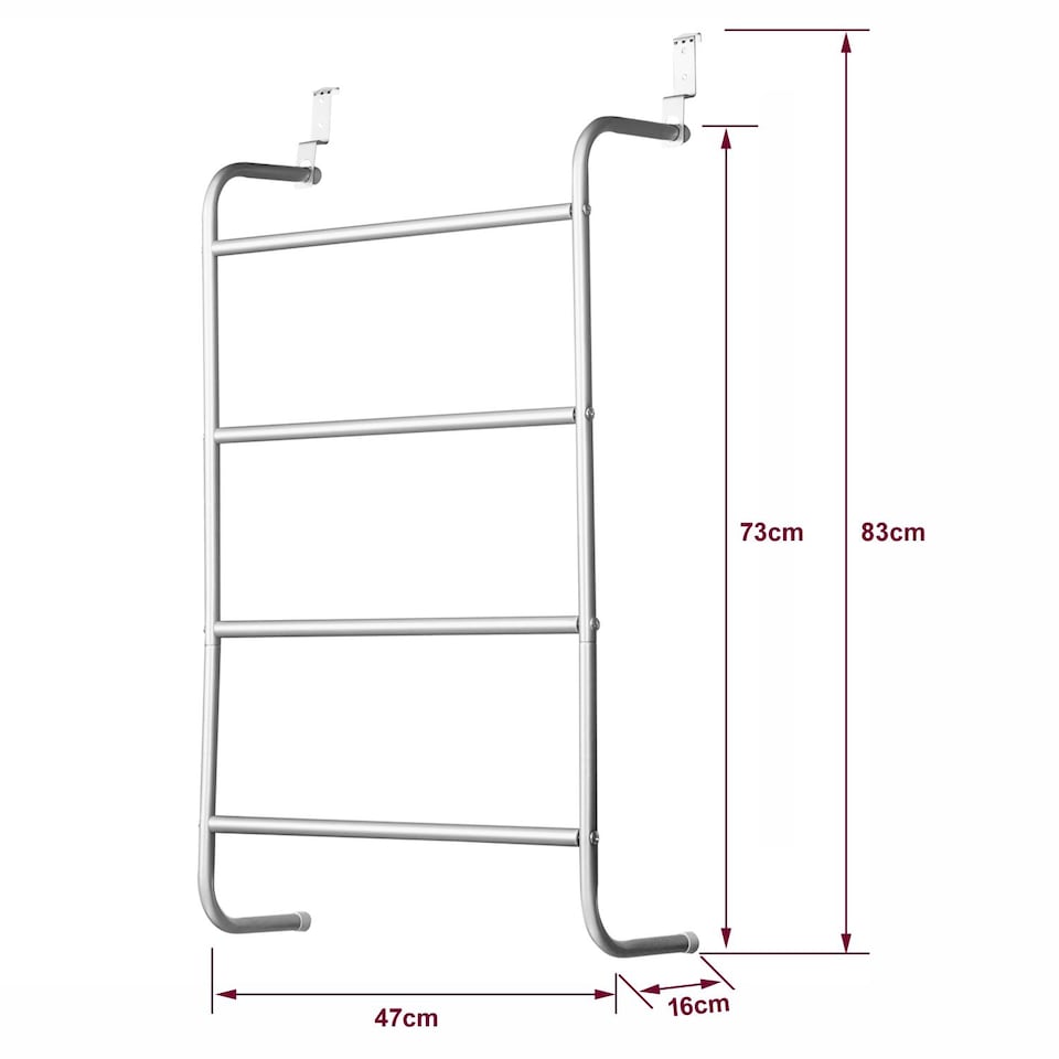 image 1 of House of Home Over-Door Towel Rack 4-Tier Bathroom Silver Storage Hanger Rail Bath Hand Towels