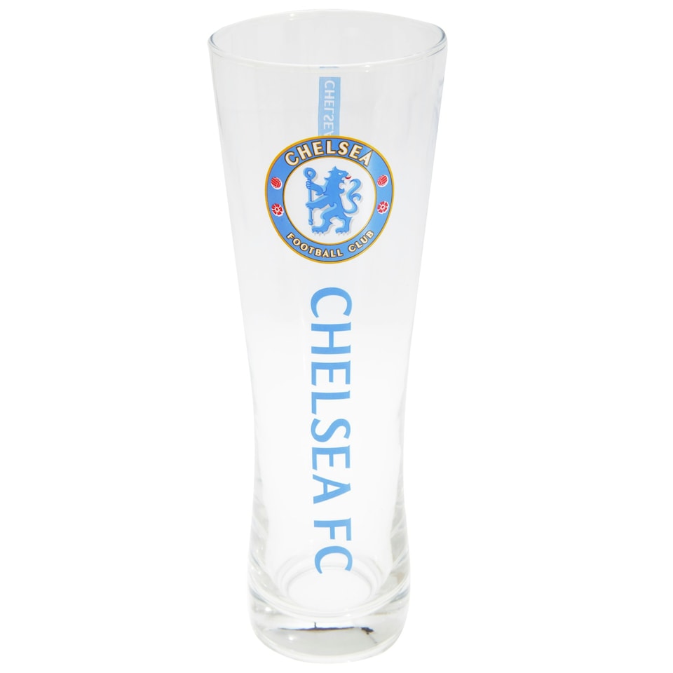 Chelsea FC Official Wordmark Football Crest Peroni Pint Glass - Clear/Blue - One Size