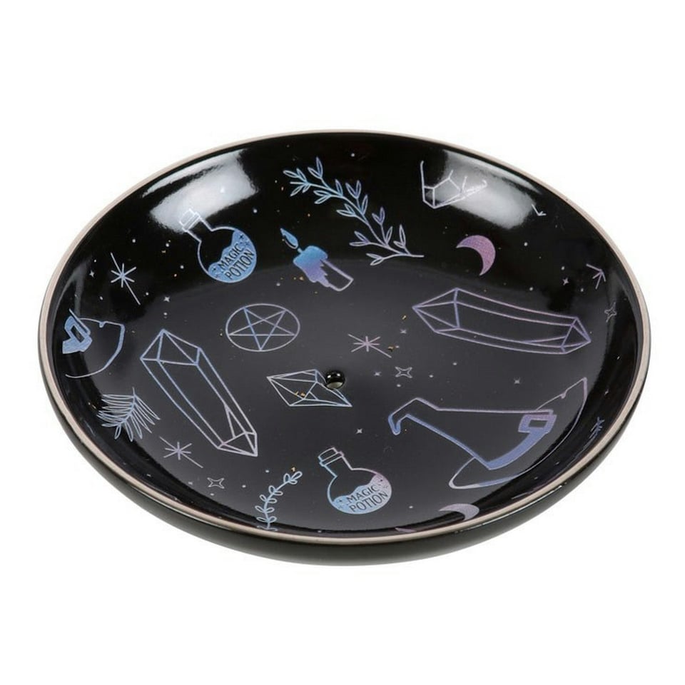 image 1 of Something Different Crystal Witch Plate Incense Holder - Black/Blue - One Size