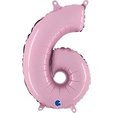 Number 6 Pastel Pink Air Fill Foil Balloon 35cm / 14 in