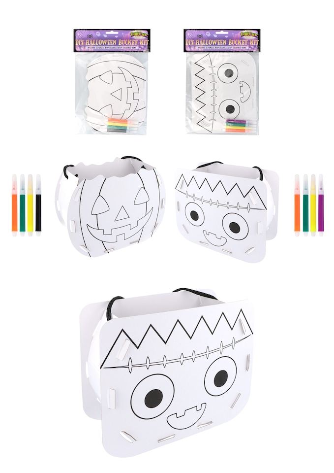 DIY Halloween Bucket Set with 4 Colouring Pens