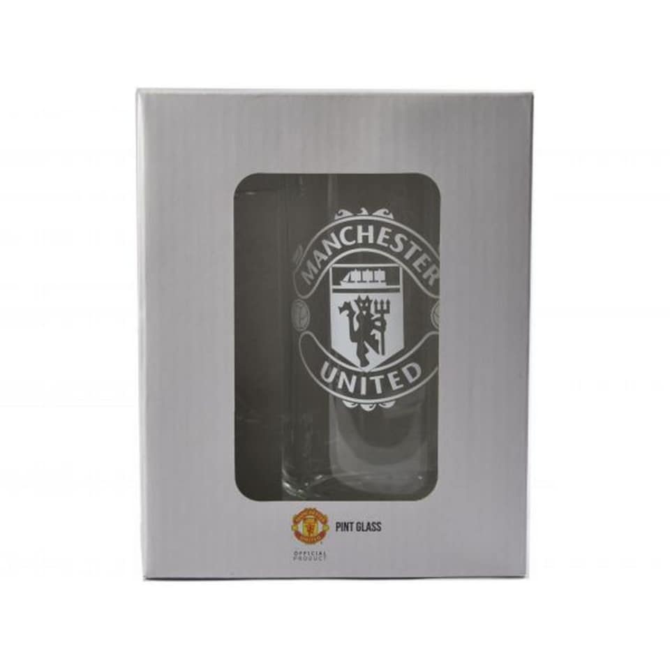 image 1 of Manchester United FC Crest Glass Beer Stein | Clear | Transparent | One Size | 1