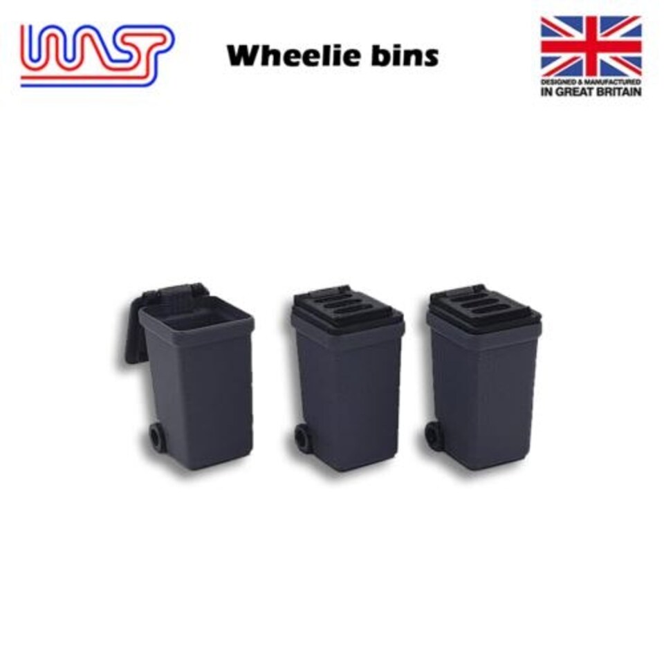 Slot Car Track Scenery Grey Wheelie Bins x 3 1:32 Scale NEW Wasp