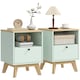 image 1 of HOMCOM Modern Nightstand Set of 2, Bedside Table with Drawer and Open Shelf
