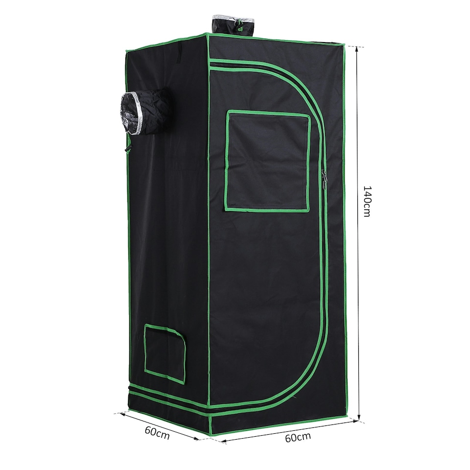 image 1 of Outsunny Mylar Hydroponic Grow Tent w/ Floor Tray for Indoor Plant 60x60x140cm