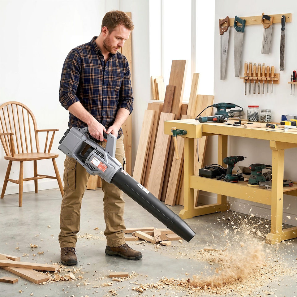 image 1 of Outsunny 36V Leaf Blower Cordless with 2 x 4000mAh Batteries & Charger | Grey | Light Grey | 111.6L x 15W x 28H cm