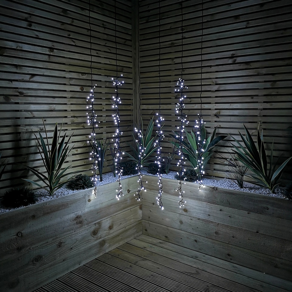 image 1 of Set of 6 Drop Tree Multi-Action Christmas ClusterBrights with 384 White LEDs