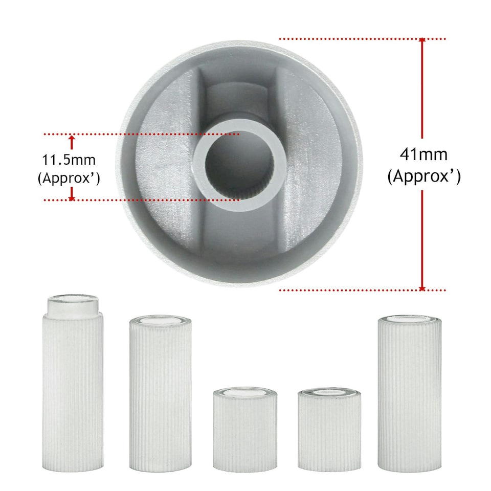 image 1 of SPARES2GO Air Fryer Knob Silver Switch Universal Dial Button Multi Cooker Mini Oven