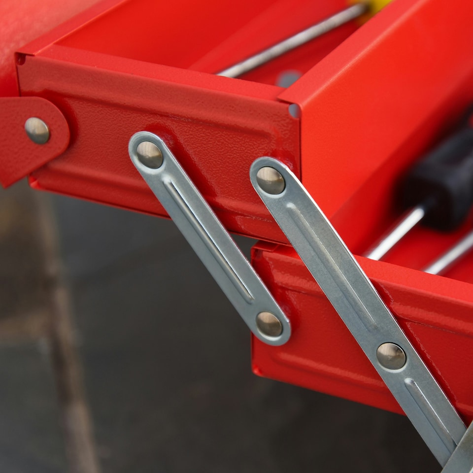 image 1 of DURHAND 3 Tier Metal Toolbox with 5 Tray Carry Handle 45cmx20cmx34.5cm Red Red