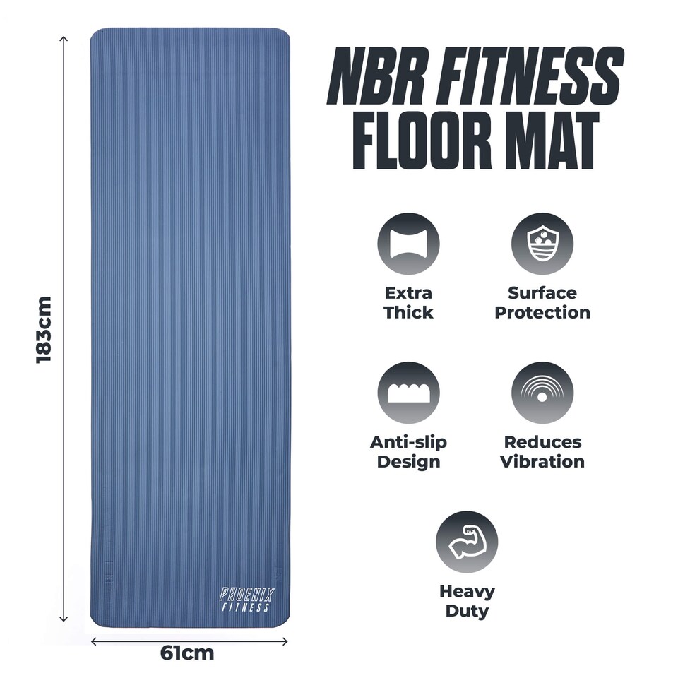 image 1 of Phoenix Fitness NBR Exercise Mat Navy Peony