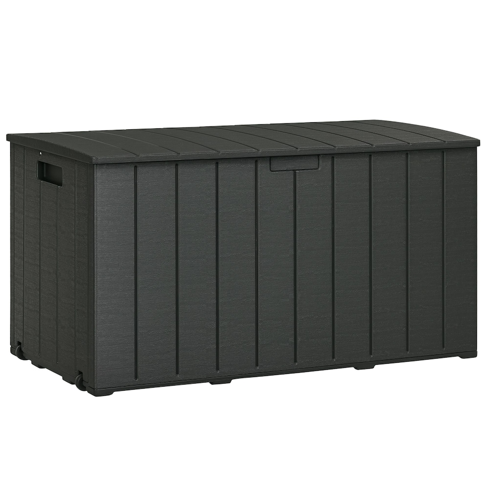 image 1 of Outsunny 336 Litre Rolling Outdoor Garden Storage Box, Plastic Container, Black