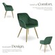 image 3 of Chair Marilyn - with armrests, padded, velvet look, golden steel legs - Set of 4 Green | Dark Green/Gold