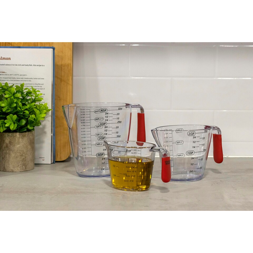 image 1 of Colourworks 3-Piece Acrylic Measuring Jug Set Red