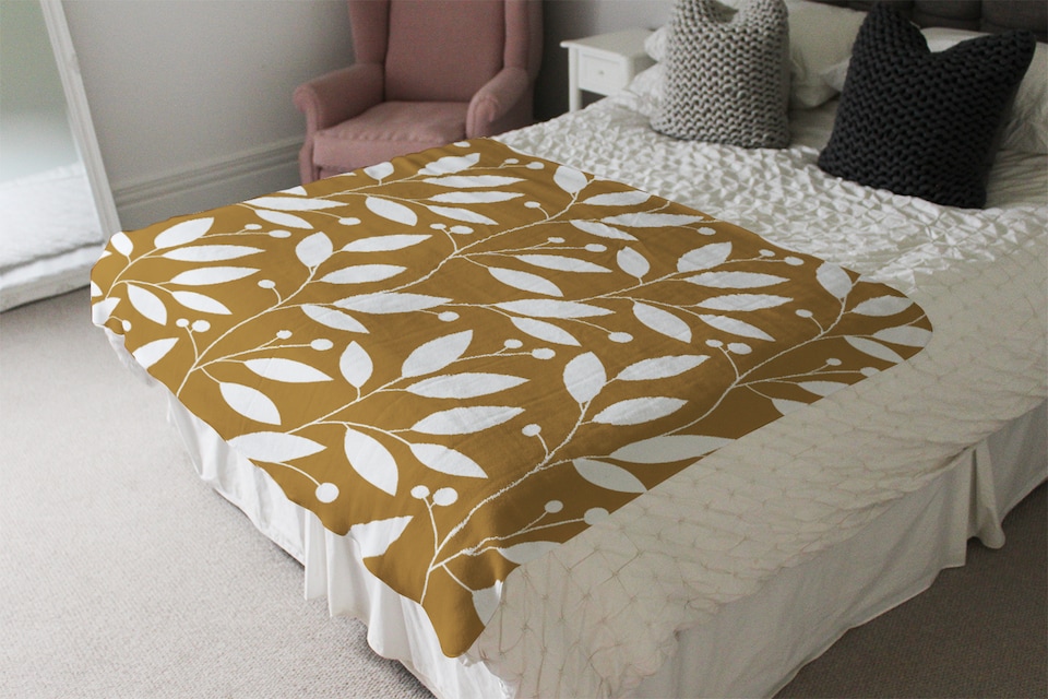 image 1 of White Leaves Blanket | Multi