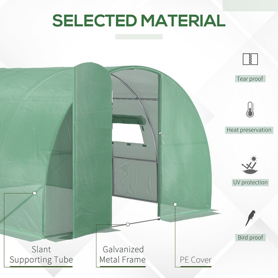 image 1 of Outsunny 4 x 3M Walk-in Garden Polytunnel Greenhouse Galvanised Steel W/ Door