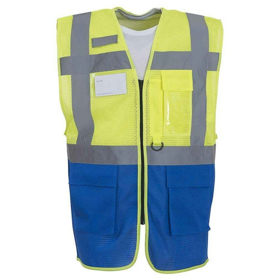 image 1 of Yoko Unisex Adult Hi-Vis Vest - Yellow/Royal Blue - S