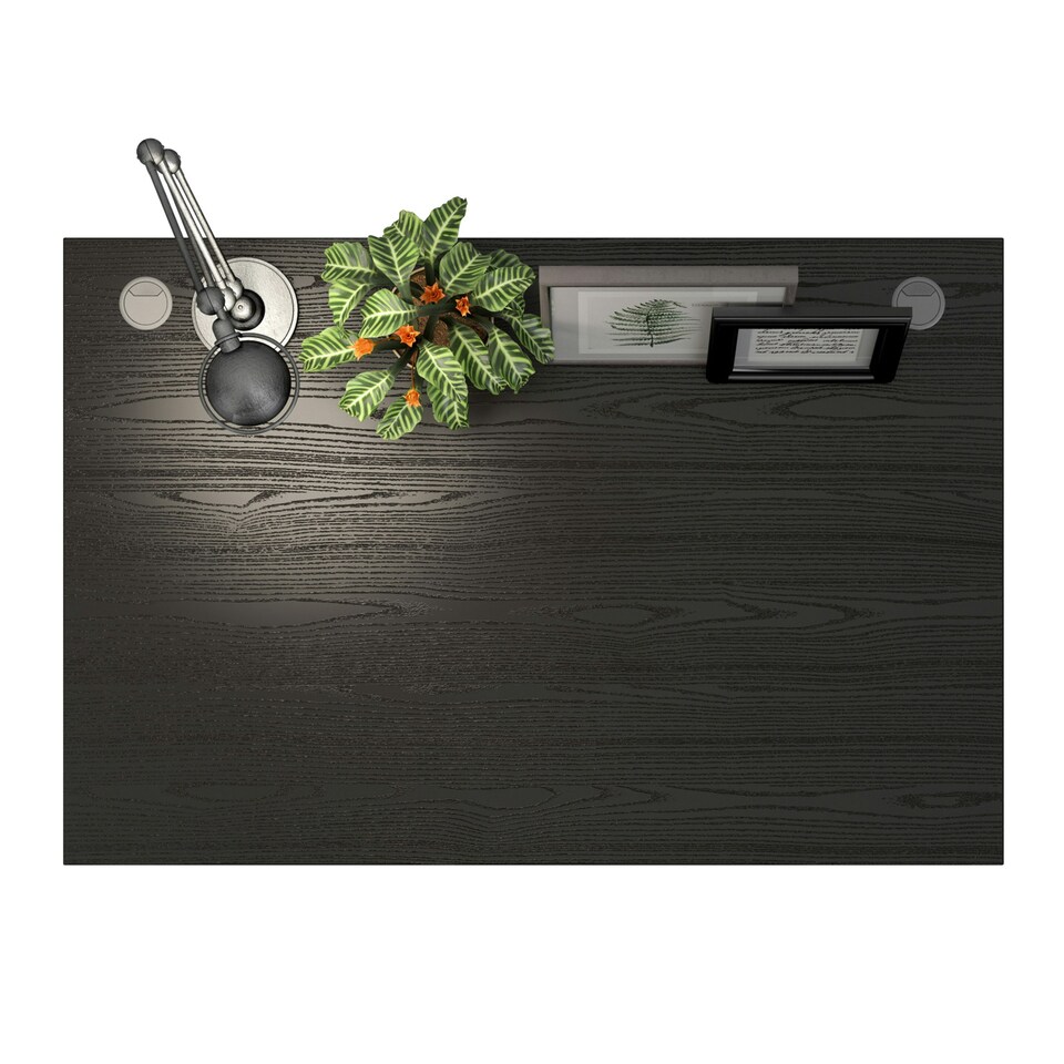 image 1 of Prima Desk 120cm in Black Woodgrain with Silver Grey Steel Legs