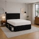 image 1 of 4FT Small Double Black Plush Velvet Divan Bed With Headboard & Footboard and Memory Sprung Mattress  No Drawers