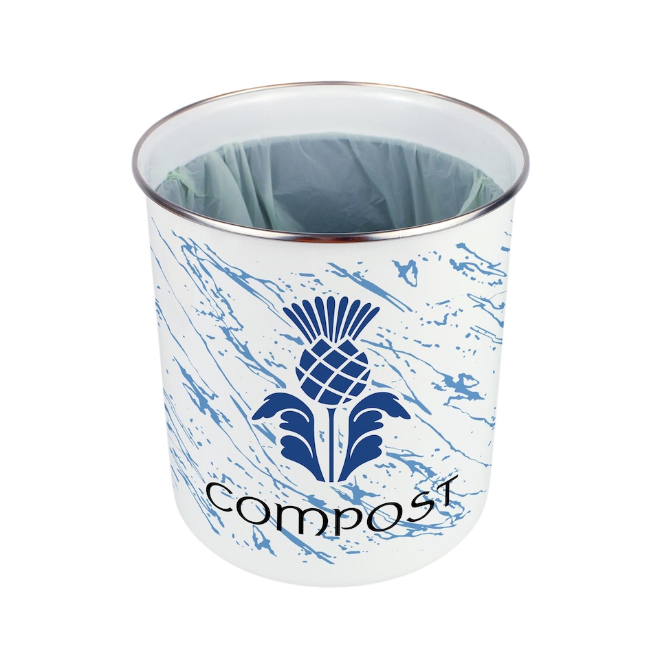 image 1 of Scottish Thistle Compost Caddy - Enamel 2L Kitchen Food Bin