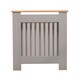 image 2 of Oypla Small Grey Wooden Slatted Grill Radiator Cover MDF Cabinet