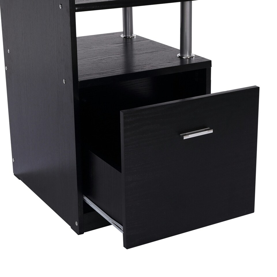 image 1 of HOMCOM Wood Computer Desk Laptop Workstation Drawer Shelf for Home Office