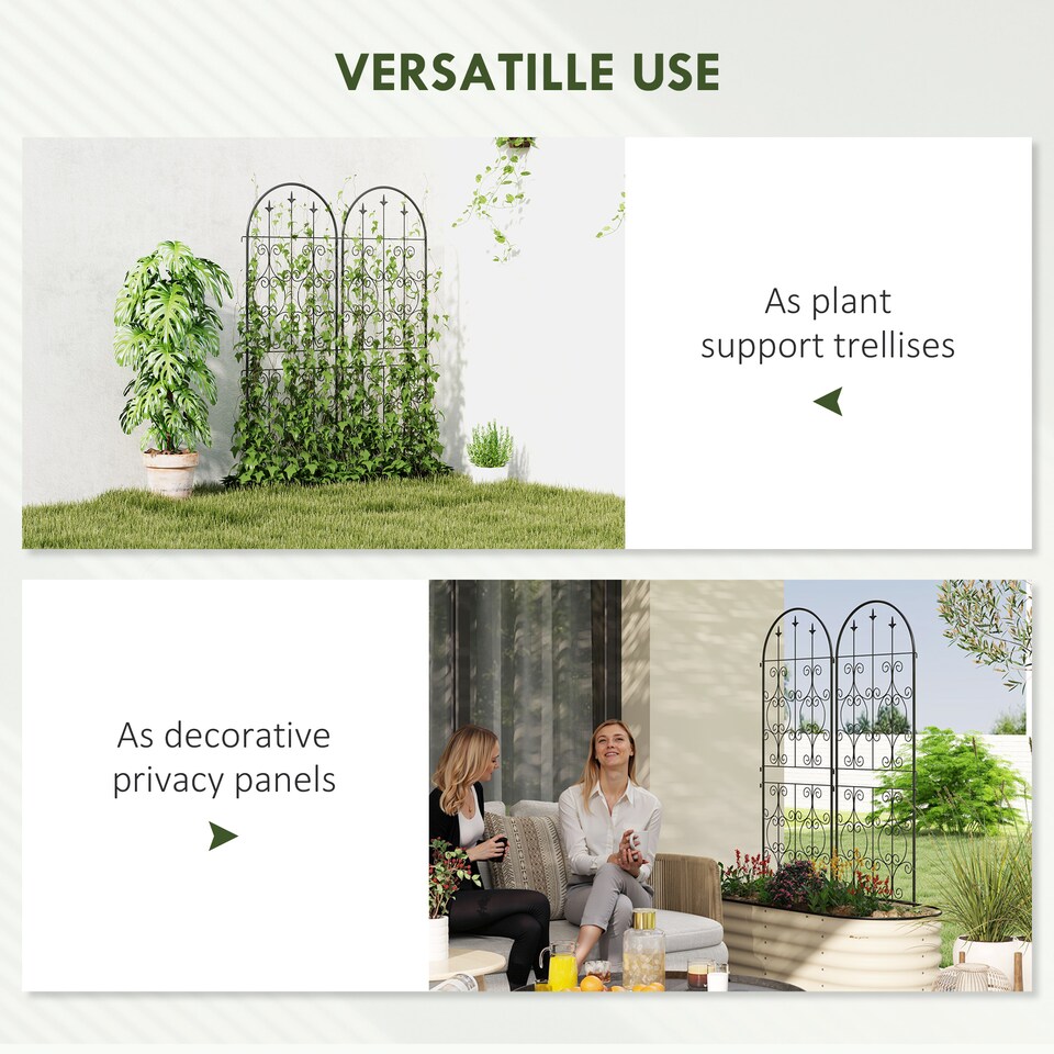 image 1 of Outsunny Set of 2 Metal Garden Trellis, Outdoor Trellis Panels, 150 x 50 cm | Black | 1