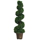 image 1 of Outsunny 2 Pack Artificial Boxwood Spiral Tree Decorative Plant w/ Pot