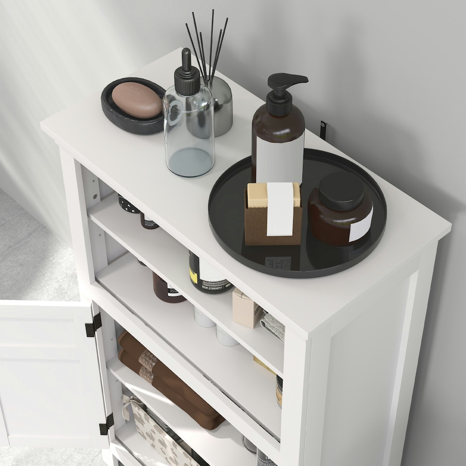 image 1 of HOMCOM Modern Bathroom Storage Cabinet with Open Shelves, White